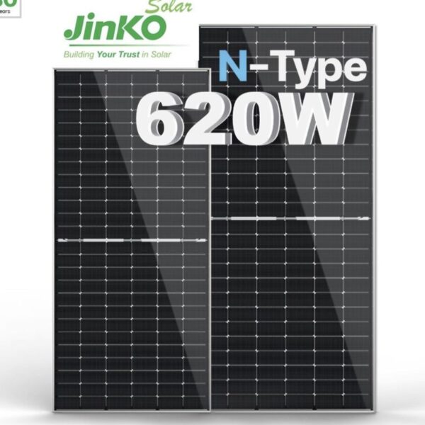پنل خورشیدی 620 وات مونو کریستال مدل بایفشیال N Type برند JINKO SOLAR